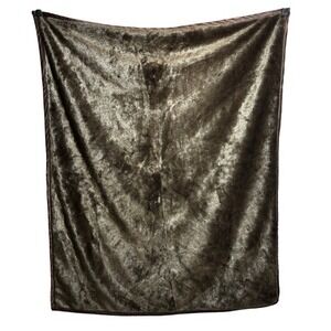 Vintage Brown Faux Fur Satin Backed Blanket Throw Luxurious 48x58" Glamorous SEE